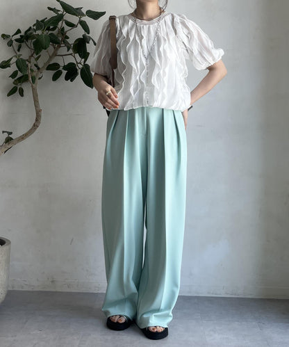 【限定】褶邊蕾絲上衣