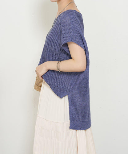 法式寬袖網眼針織衫