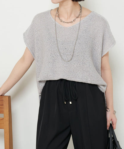 法式寬袖網眼針織衫