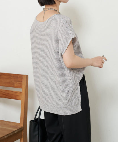 法式寬袖網眼針織衫