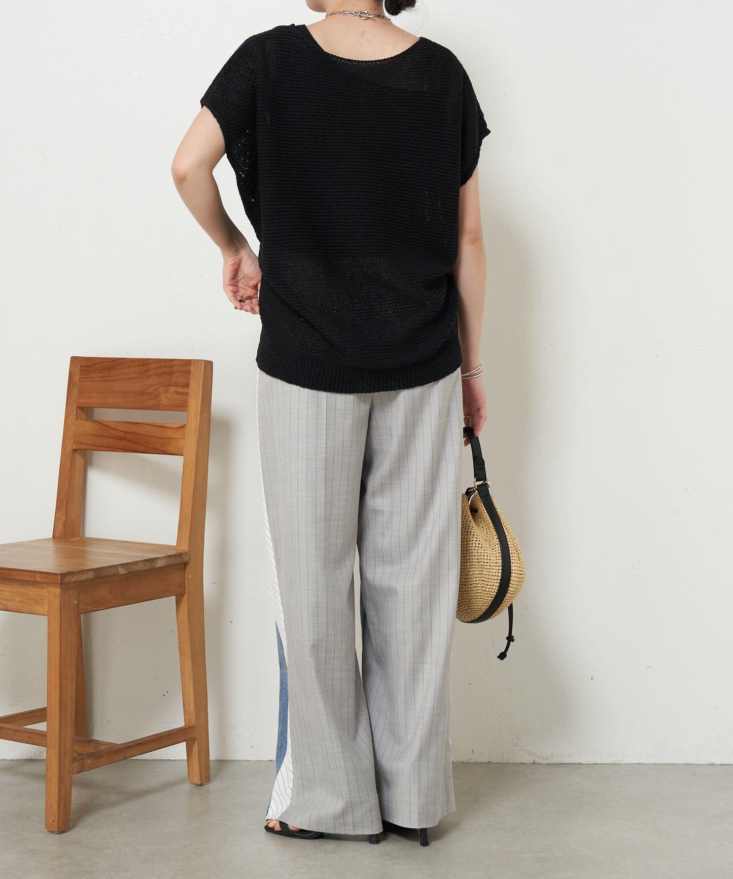 法式寬袖網眼針織衫