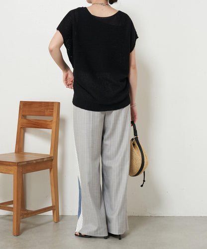 法式寬袖網眼針織衫