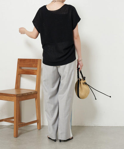 法式寬袖網眼針織衫