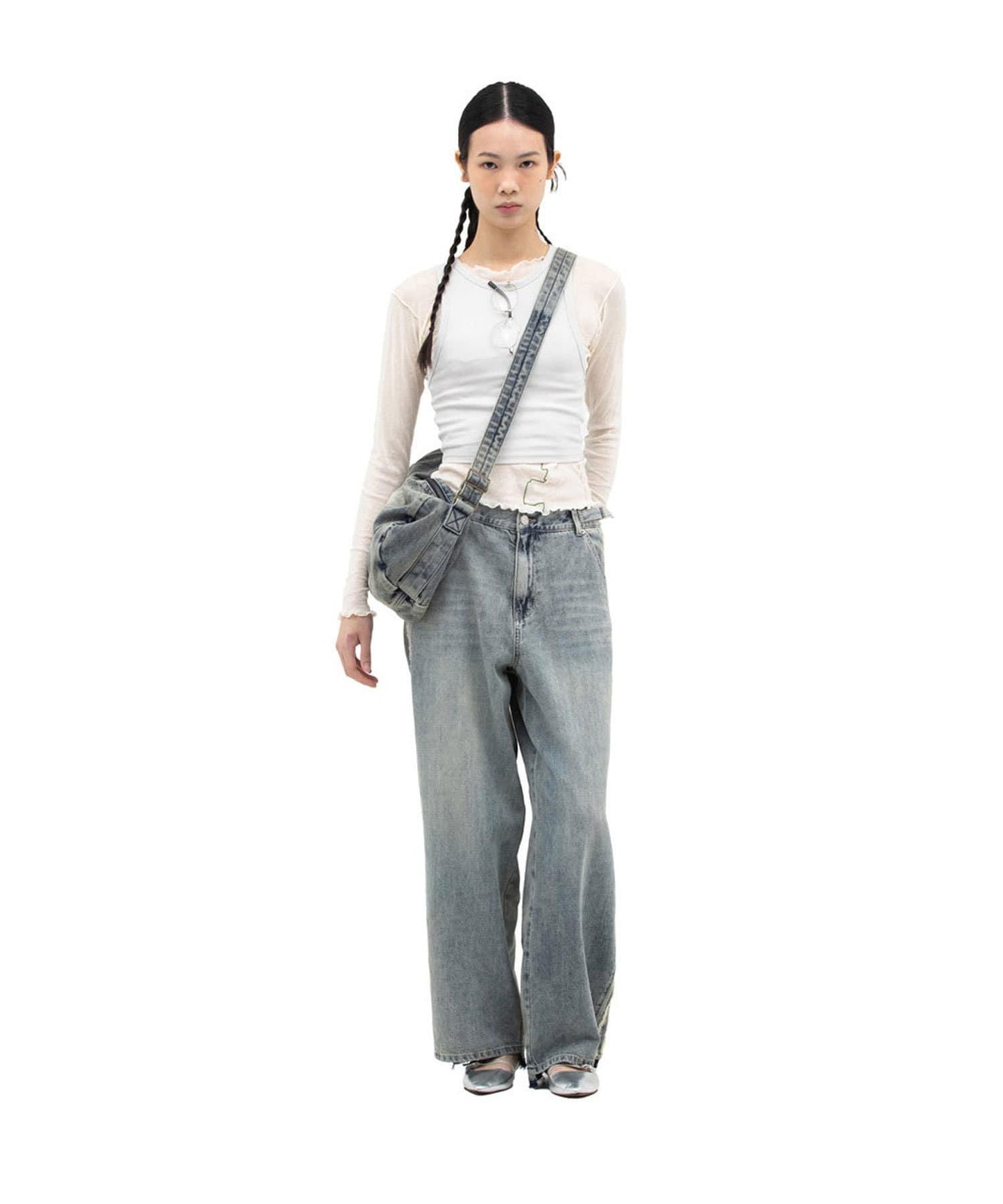 【DEFGARMENTS/デフグラメンツ】側軌直筒牛仔褲