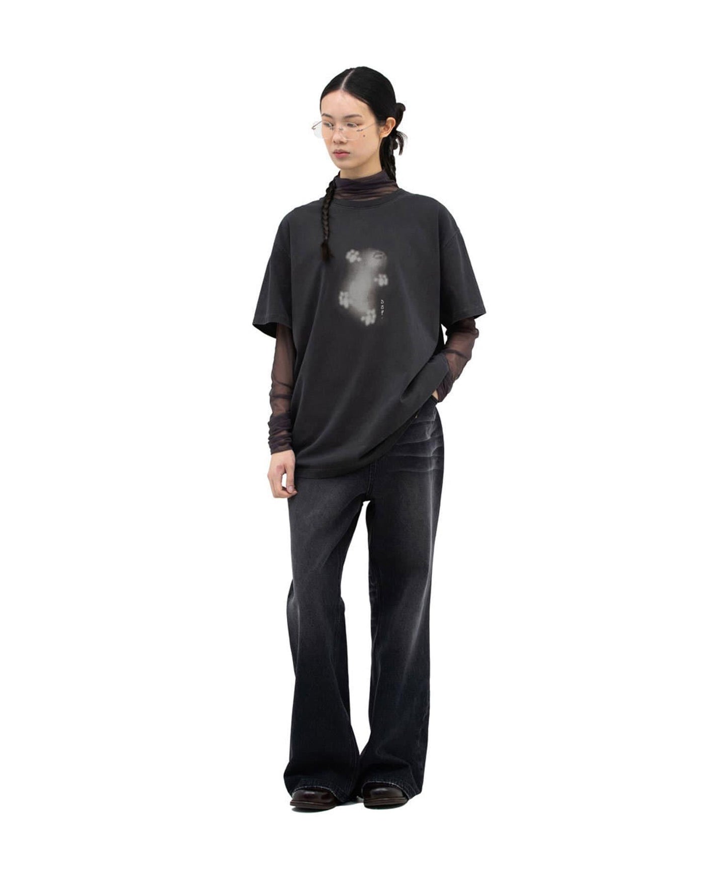【DEFGARMENTS/デフグラメンツ】貓咪喇叭牛仔褲