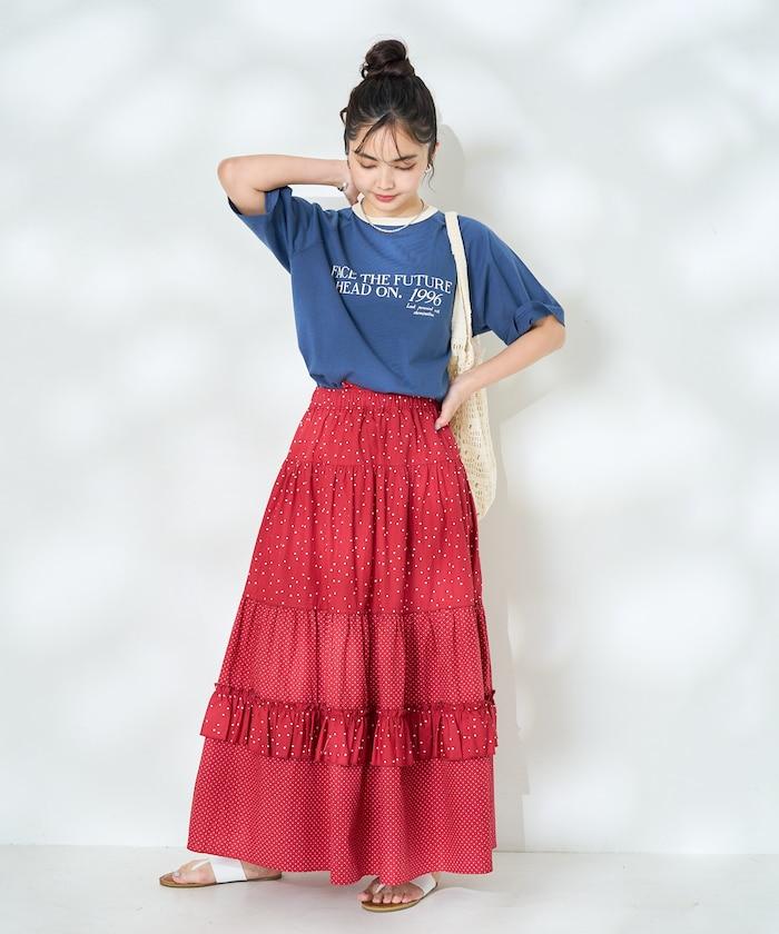 藍色圓領印花T恤