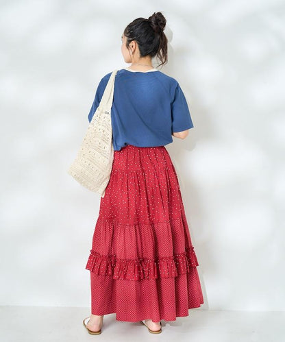 藍色圓領印花T恤