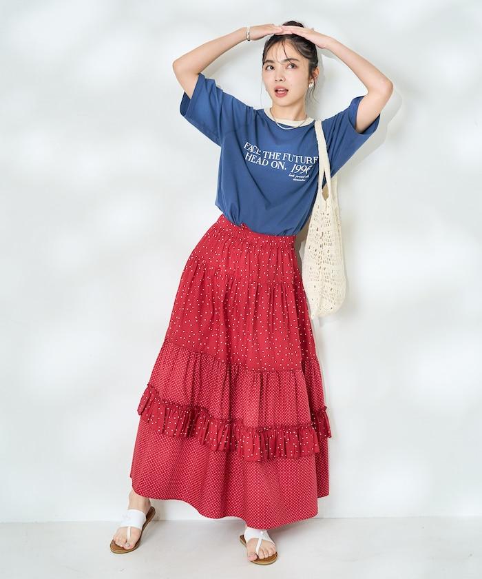 藍色圓領印花T恤