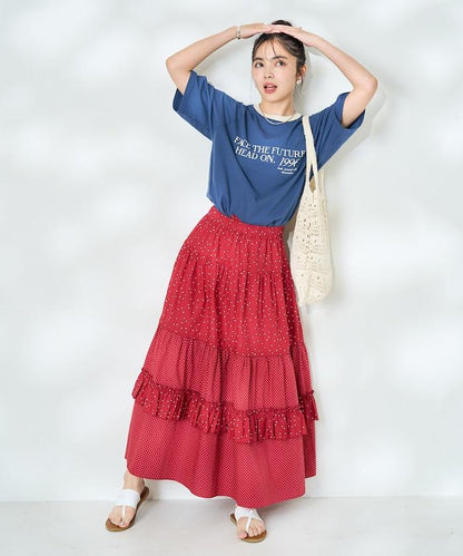 藍色圓領印花T恤