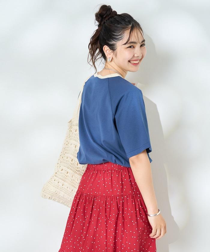 藍色圓領印花T恤