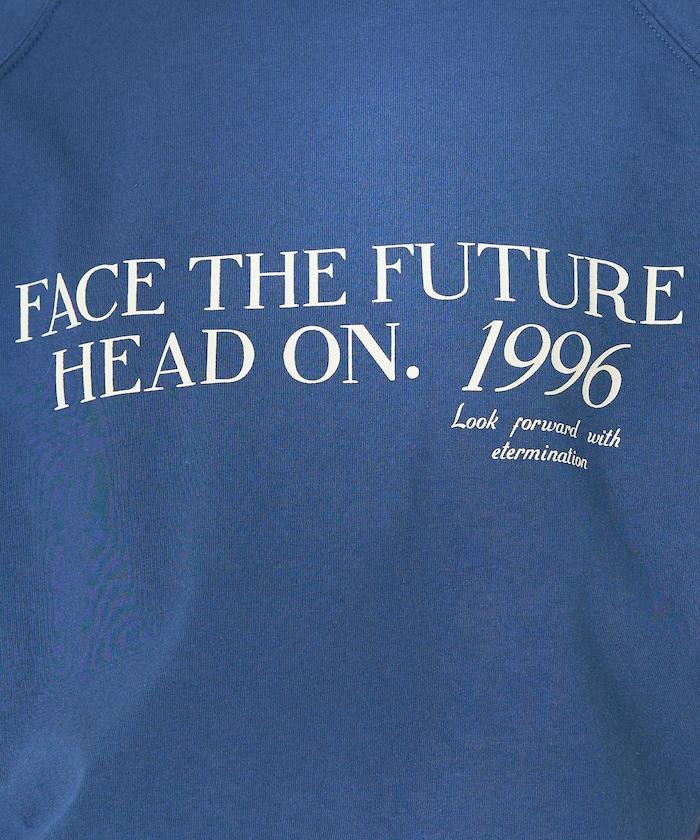 藍色圓領印花T恤