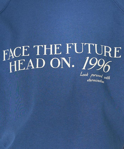 藍色圓領印花T恤