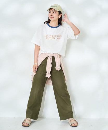 藍色圓領印花T恤