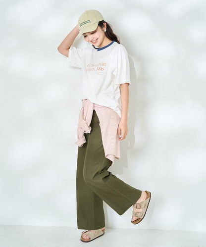 藍色圓領印花T恤