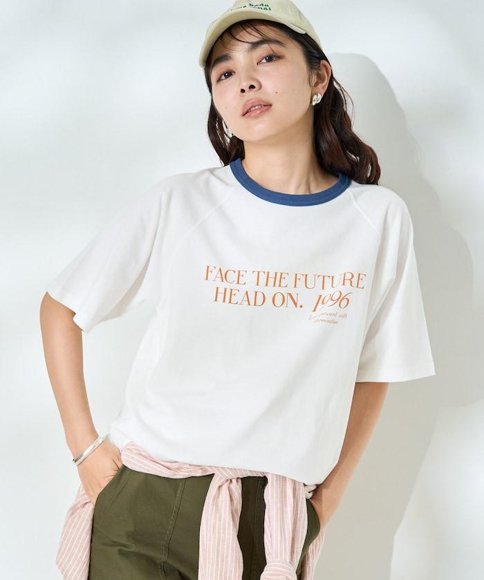 藍色圓領印花T恤