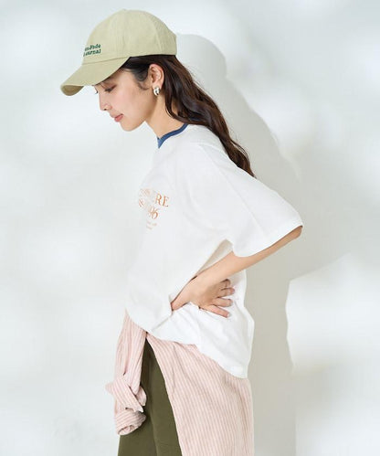 藍色圓領印花T恤