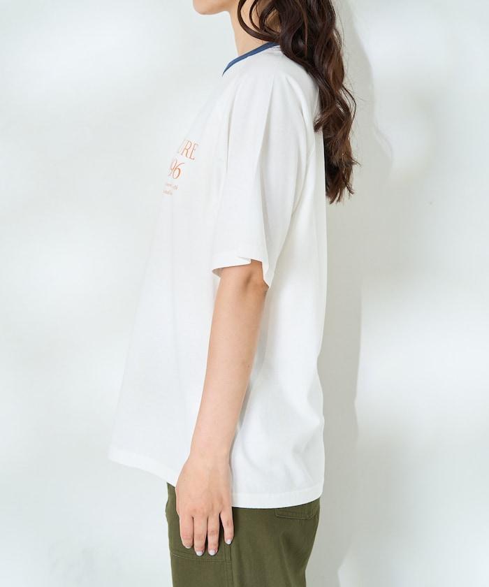 藍色圓領印花T恤