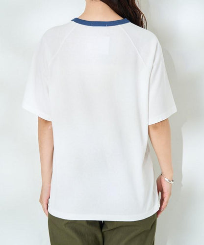 藍色圓領印花T恤