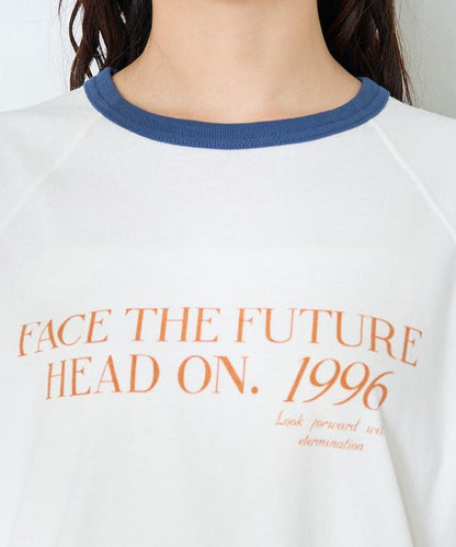 藍色圓領印花T恤