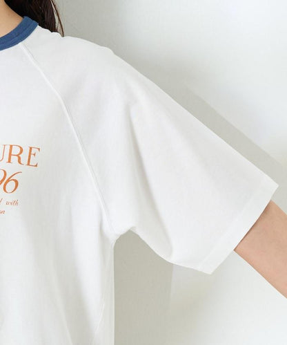 藍色圓領印花T恤