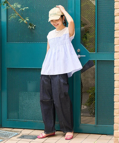 條紋拼接 法式短袖T恤