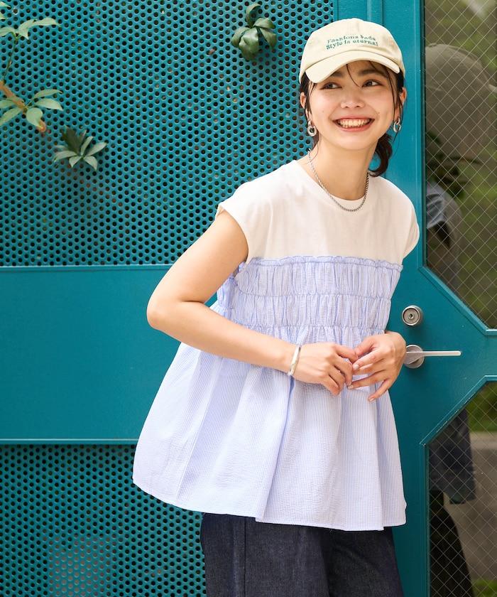 條紋拼接 法式短袖T恤