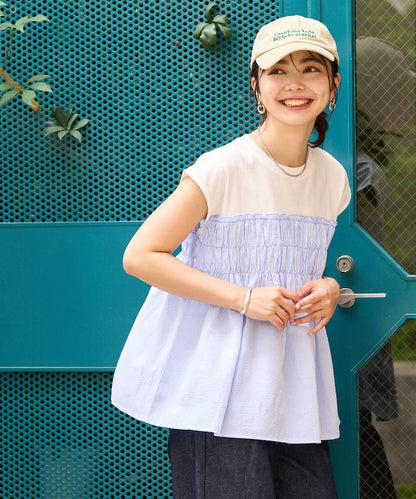 條紋拼接 法式短袖T恤