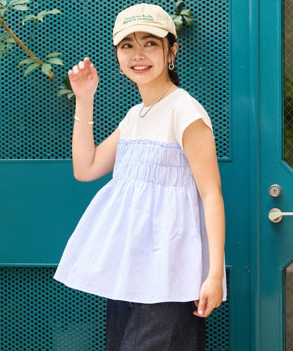 條紋拼接 法式短袖T恤