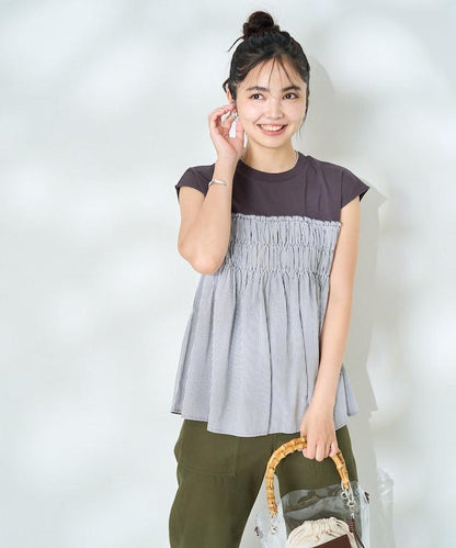 條紋拼接 法式短袖T恤