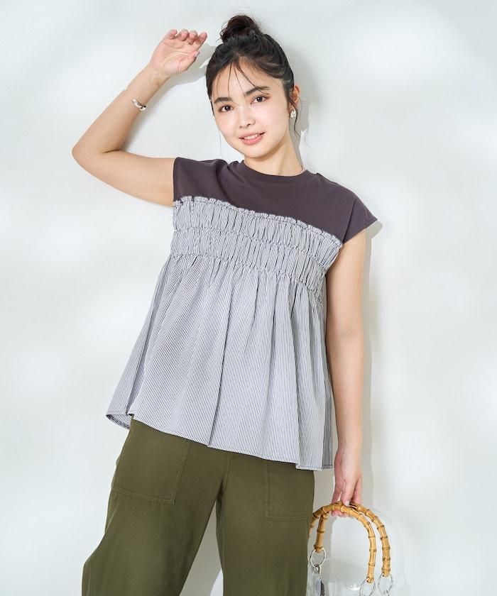 條紋拼接 法式短袖T恤