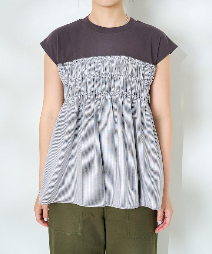 條紋拼接 法式短袖T恤