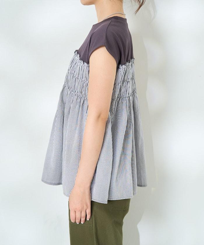 條紋拼接 法式短袖T恤