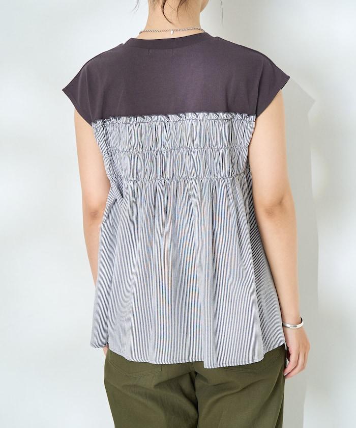 條紋拼接 法式短袖T恤