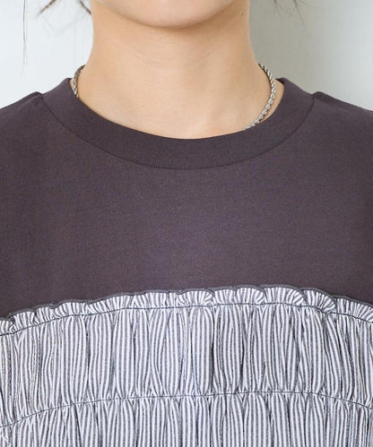 條紋拼接 法式短袖T恤