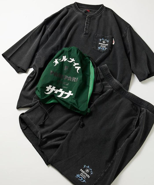 聯名 全夜桑拿 粉末加工裡毛套裝 揹包附帶