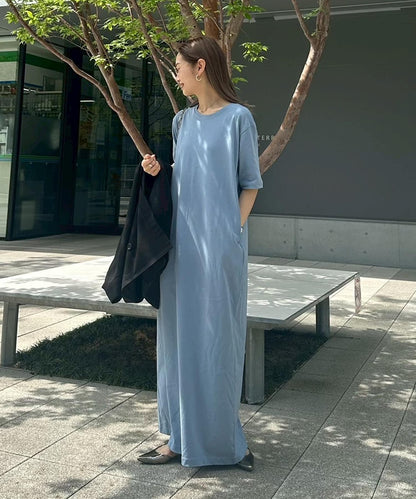 【帕爾克羅限定】【PON企劃】圓領長款短袖連衣裙