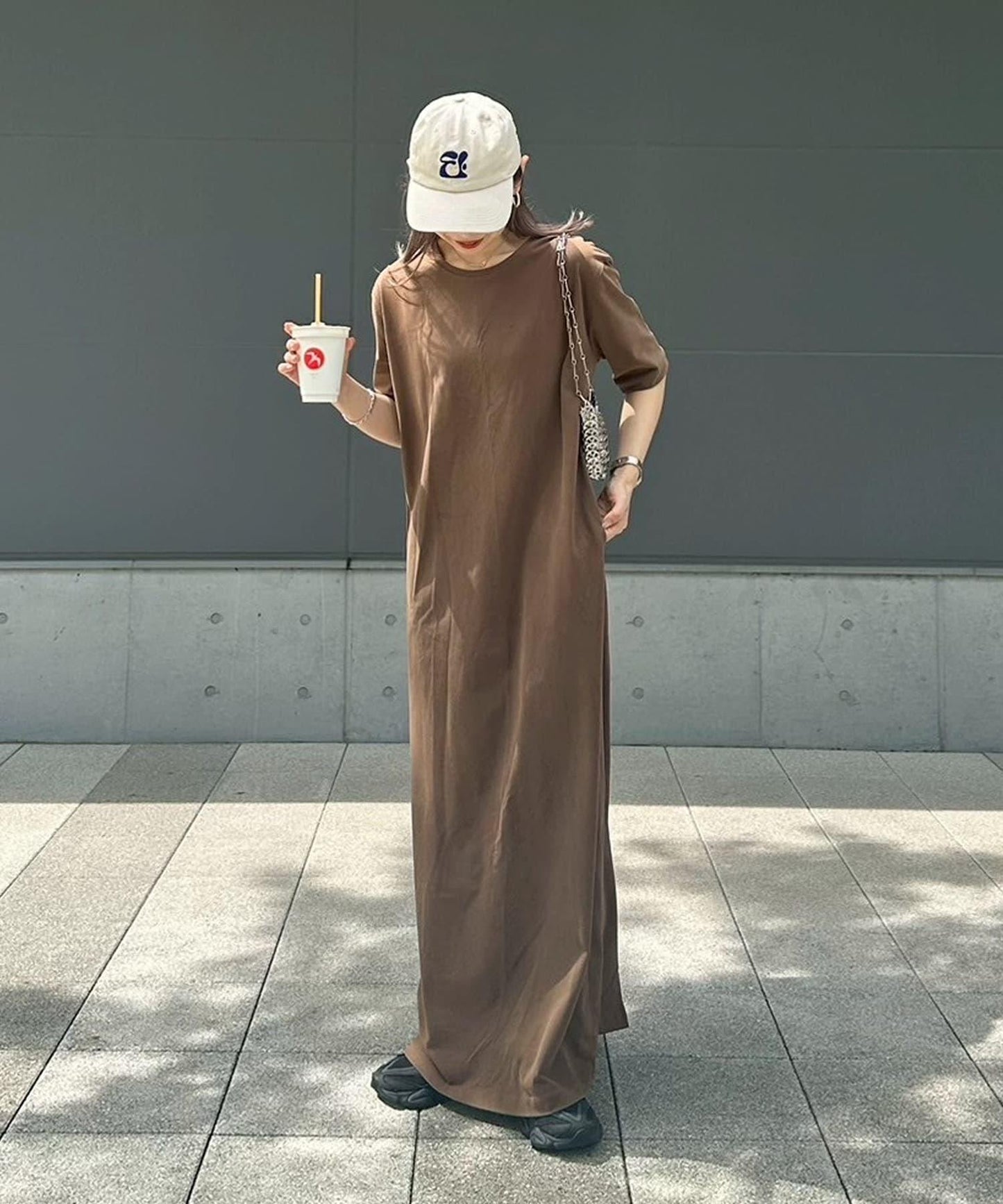 【帕爾克羅限定】【PON企劃】圓領長款短袖連衣裙