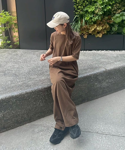 【帕爾克羅限定】【PON企劃】圓領長款短袖連衣裙