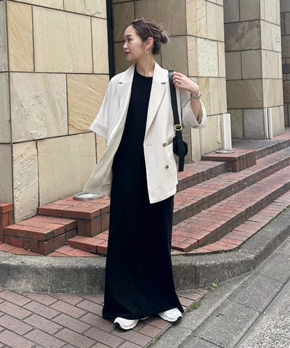 【帕爾克羅限定】【PON企劃】圓領長款短袖連衣裙