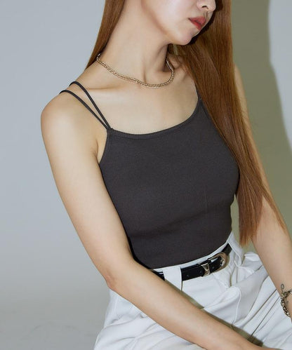 雙肩帶帶杯吊帶衫