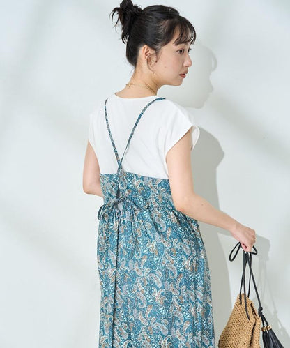 印花吊帶連衣裙