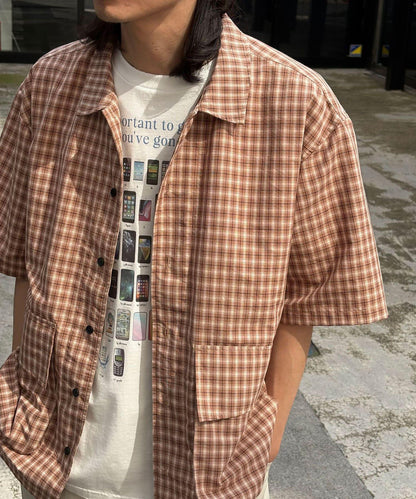 大口袋短袖襯衫