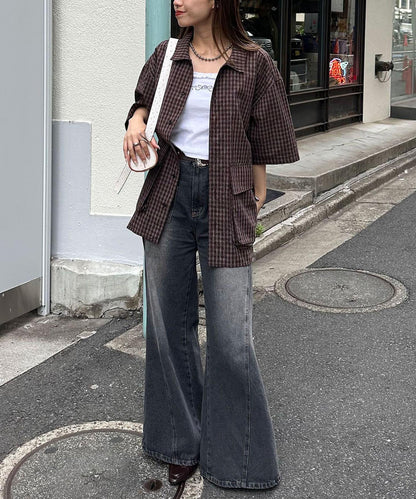 大口袋短袖襯衫
