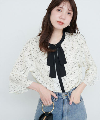 【限定】喇叭袖蝴蝶結領帶襯衫