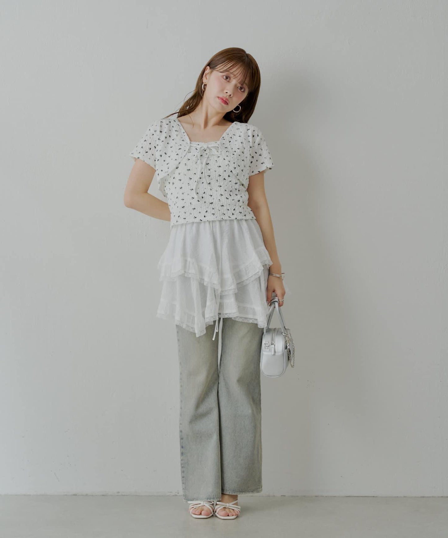 【套裝商品】花朵短外套+背心套裝