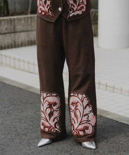 aguni拼接刺繡褲
