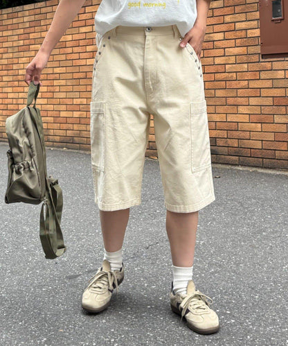 【男女通用】半圓形鉚釘口袋褲