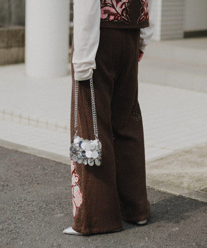 aguni拼接刺繡褲