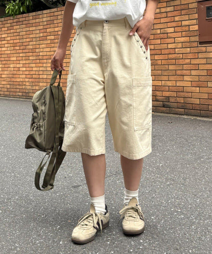 【男女通用】半圓形鉚釘口袋褲