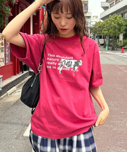【男女通用】牛圖案T恤
